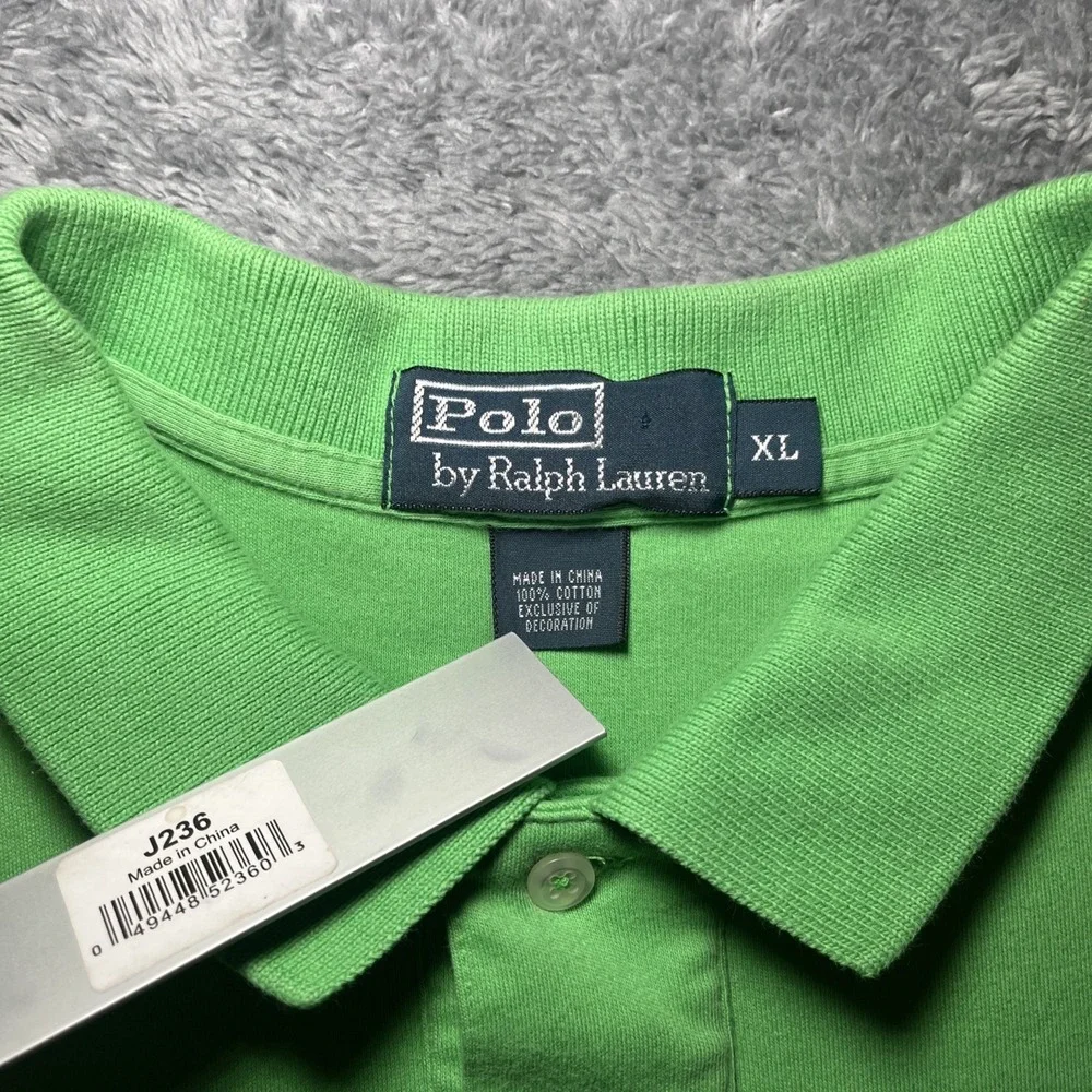 VTG Polo By Ralph Lauren Men's Short Sleeve Green Polo Shirt Yellow Pony SZ XL